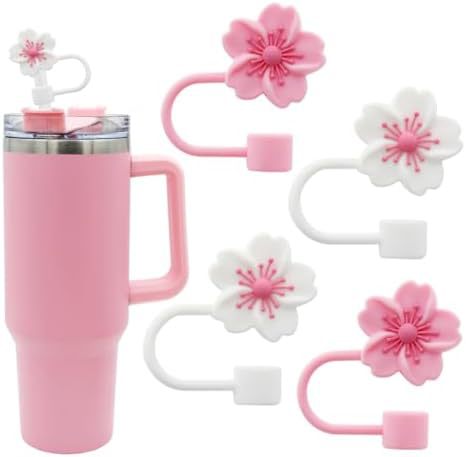 Wholesale 5pcs  Begonia silicone straw cover 10mm reusable straw plug